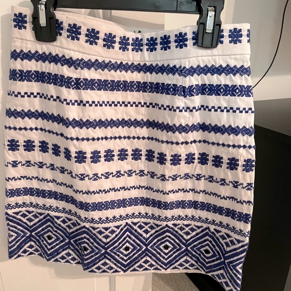 Sam Edelman Mini Skirt White and Blue Embellished Size 4